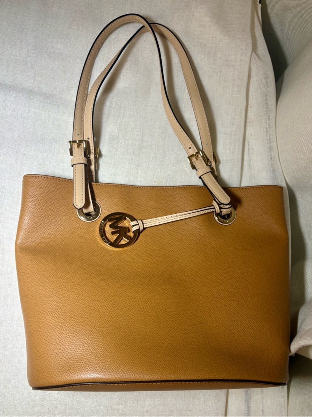 Michael Kors Cognac Leather Tote with Gold Hardware - Picture 13 of 14